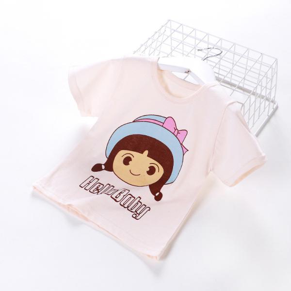 Girls Pattern 1.2M Children Loose Short Sleeve Shirt Cartoon Printed Tshirt For