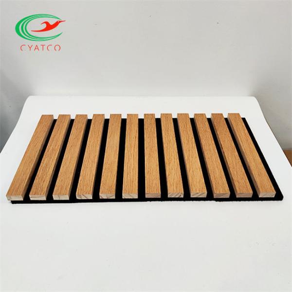 Odorless Fireproof Sound Panels For Walls , Nontoxic Grooved Wooden Acoustic