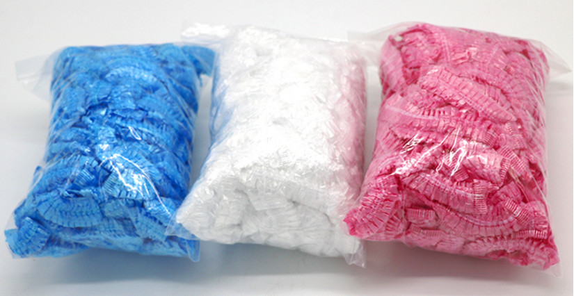 Colorful Disposable Head Cap Transparent Customized PE Cap With Elastic CE ISO FDA