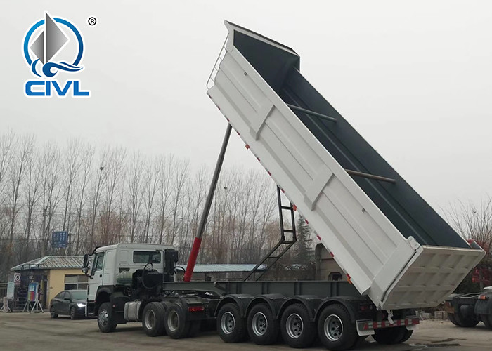 Hydraulic Tipper Trailer 3 Axle 60 Tons Loading Capacity, Dump Trailer Truck