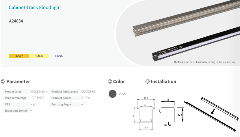 Letaron 12V/24V Under Cabinet Track LED Flood Light/Grille Light/Spotlight with CRI 90+