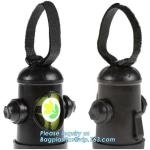Dog poop bag with dispenser and leash clip for doggy waste on roll, biodegradabl