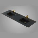 Customized Bathroom Tempered Glass Sink Vanity Single Or Double Vessel Sink