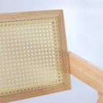 OEM Service W46*D47*H91CM Nordic Wooden Furniture Upholstered Rattan Backrest
