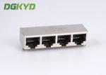 1x4 Right Angle Tab Down Shield RJ45 Connectors Quad Ports Ethernet Switch