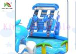 Fire Retardant Commercial Blue Shark portatble Blow Up Water Park With Slide and