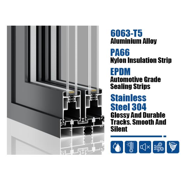 Typhoon Hurricane Resistant Exterior Aluminium Sliding Door With Panel Lifting System