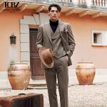 Anti-Wrinkle Brown Wool Business Suit Perfect for Formal and Business Casual