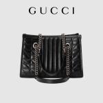 Custom Branded GG Marmont Medium Matelassé Tote Black Leather