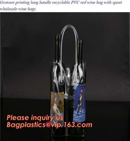 Eco friendly LONG HANDLE RECYCLABLE PVC WINE BAG, CARRIER BAG,HANDY BAG,GIFT