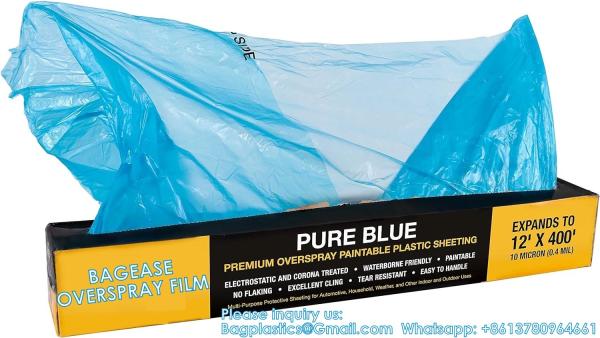 Overspray Paintable Plastic Sheeting - 10 Micron, Protective Masking Film Cover