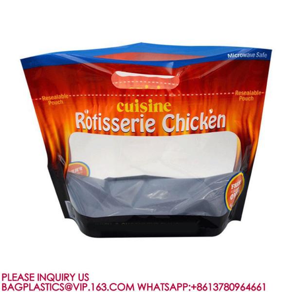 Microwave Hot Chicken Bags Stand Up Pouch Rotisserie Anti-Fog Roasted Roast