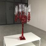 9 Arms 130cm Red Blue Hurricane Crystal Glass Candelabra Clear Wedding Table