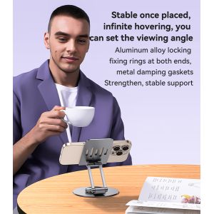 Foldable Aluminum Alloy Phone Holder with Adjustable Height and 360° Rotation