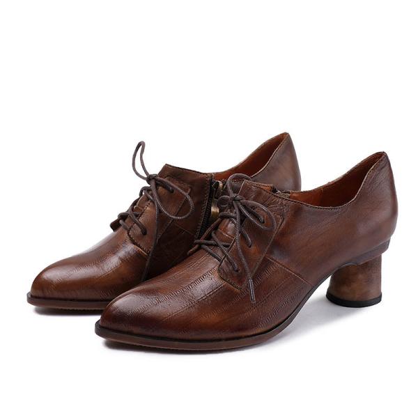 S163 Factory retro oil wax leather autumn and winter new high heels temperament
