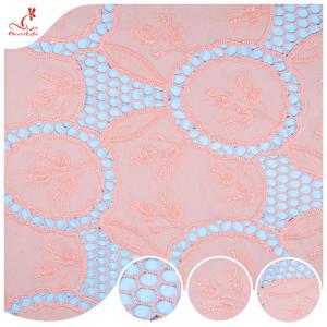 Wholesale High Guipure Lace Fabric 3d Embroidered Applique Flower Multicolour Embroidery Tulle Fabric from china suppliers