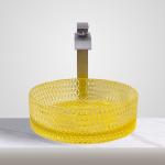 Modern Cylinder Glass Washing Basin Bathroom Cabinet Sinks Transparent Yellow