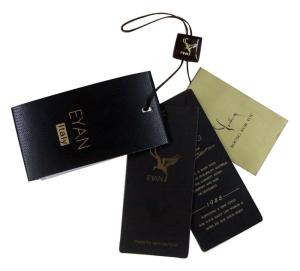 Wholesale Luxury Shining Paper Clothing Hang Tag Personized Darkbrown Nylon Strings from china suppliers