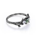 Branch Leaf Design Carat Princess Cut Milky White Moss Green Agate and