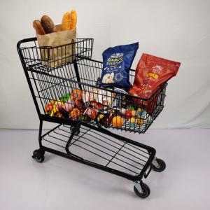 Wholesale 100L Customized Metal Shopping Trolley Flat Basket American Black Shopping Trolley With Cup Holder from china suppliers