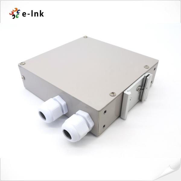 8-Port DIN-Rail Fiber Splice Box: 2-Cable Entries, Cold-Roll Steel, Electrostati