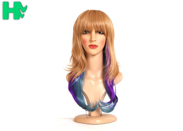 Dip Dyed Three Tone Long Synthetic Wigs / Full Head Hair Wig For Wild Party 160
