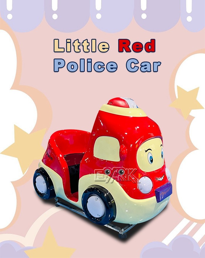 Little Red Police Car Outdoor Kiddy Ride Machine Hardware And Acrylic Material