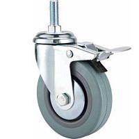 Wholesale light duty 3&quot; stem grey rubber caster with brake, small castor, 3&quot; grey rubber castor, industry PVC caster from china suppliers