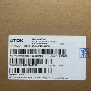Wholesale TDK / EPCOS B72214S1140K152V57 Leaded Disk Varistors 14VAC 10% 14mm AEC-Q200 from china suppliers