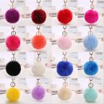 Faux Big Fluffy Pom Pom Keyring 20g Weight Multicolor 4.7in Tall