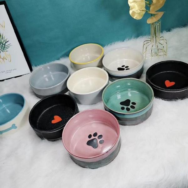 Cute Printing Dog Ceramic Feeder Pet Cat Feeding Bowls
