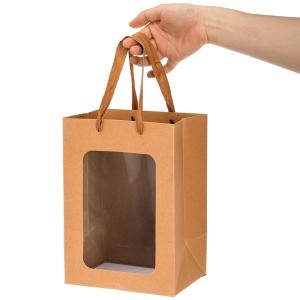 Wholesale Custom Color Accepted Paper Type Specialty Paper Shopping Kraft Paper Bags With Window from china suppliers