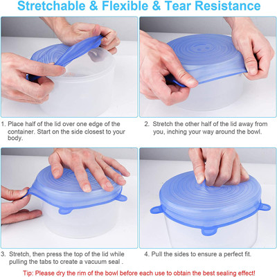 Multicolor Round Silicone Stretch Lids Reusable For Food Storage
