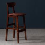 Upholstered Solid Wood Bar Stool in Vintage Style for Pub Coffee Shop W38*D44