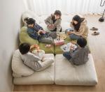 Reclining Convertible Sectional Couch Bed Sofa Tatami With Velvet Fabric