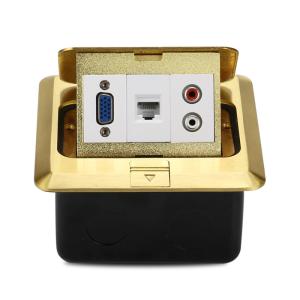 Wholesale VGA RJ45 Audio Multimedia Combination Pop Up Brass Floor Sockets Ground Outlet Box Waterproof from china suppliers