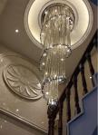 Modern Chandelier For Smoky Gray Crystal Luxury Fixtures Long Interior Stairway
