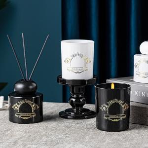 China Black White Bottle Jar Natural Fragrance Scent Candles Reed Diffuser Gift Set on sale