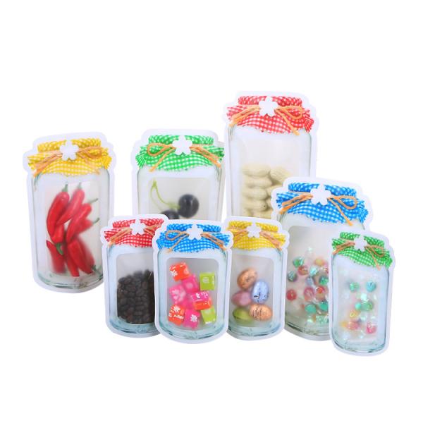 Custom Printed Heat Sealable Bottle Storage Jar Shaped Plastic Pouches for Food
