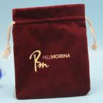 Purple Custom Logo 8x10cm Velvet Drawstring Jewelry Pouch