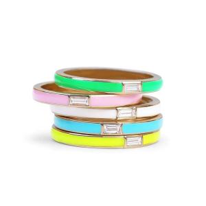 Wholesale Elegant Enamel Ring with Rectangular Cubic Zirconia 925 Sterling Silver Jewelry Gift for Women from china suppliers