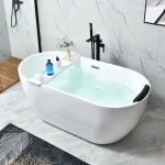 OEM Center Drain Oval Acrylic Freestanding Bathtub For Small Bathrooms