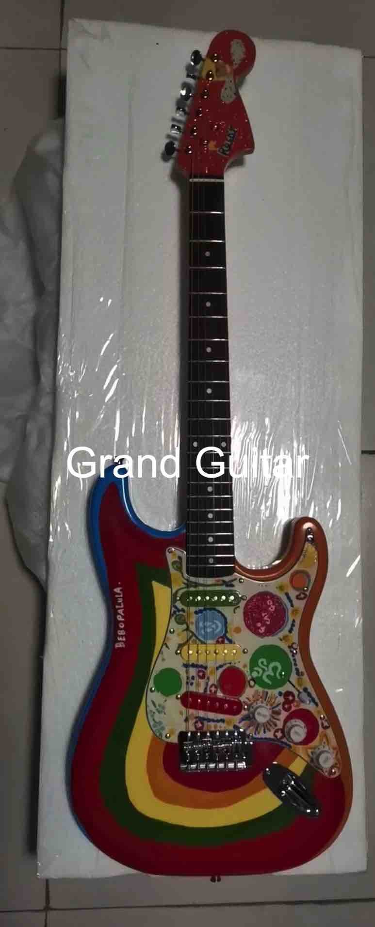 Custom Grand George Harrison Rocky Electric Guitar Accept Guitar and Bass with Colorful Pickups OEM