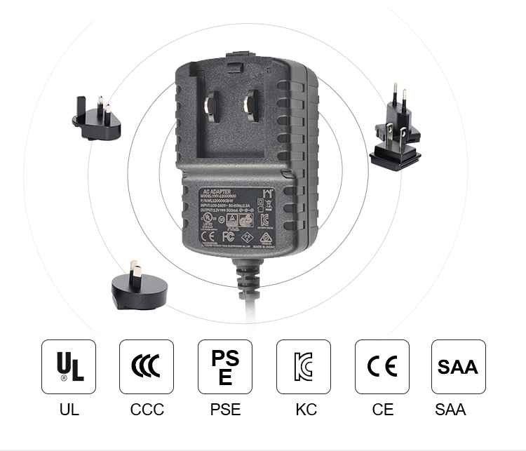Interchangeable Plug lion battery charger with EU US UK AU plug 12.6v 1.65A 20W UL CE RCM PSE BIS GS KC certificated