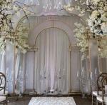 Event Decoration Curtain Backdrop Engagement White Membrane Gold Arch Door Frame