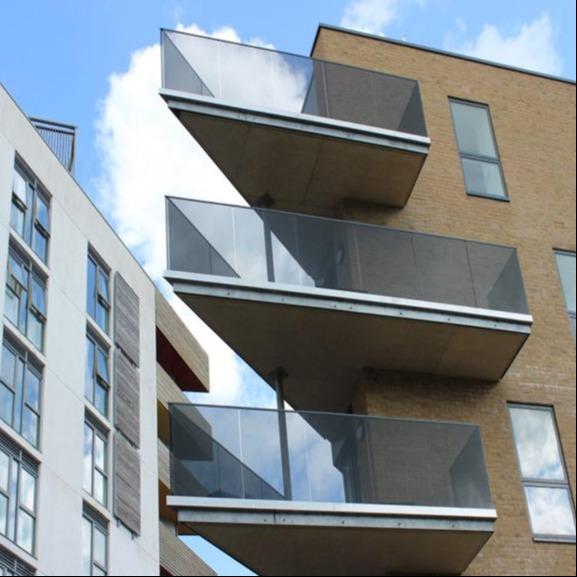 Morden Glass Railing 8+8mm Laminated Tempered Glass Aluminum U Channel Glass