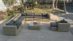 Round rattan wicker sectional outdoor sofa set with comfortable cushion