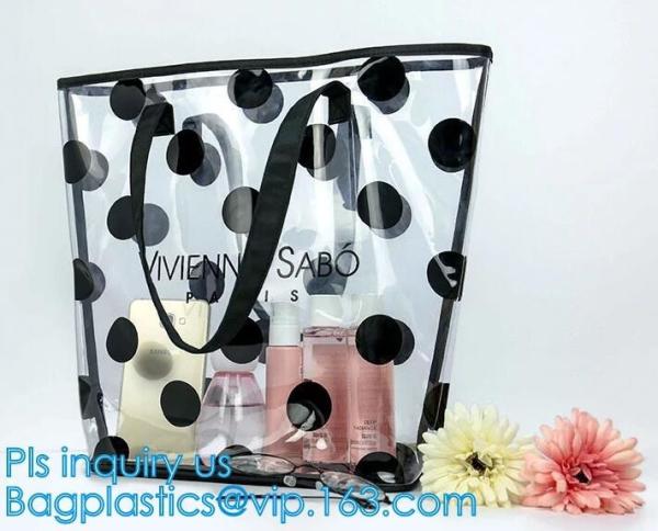 waterproof shoulder beach bag, shoulder tote clear pvc beach bags with silk