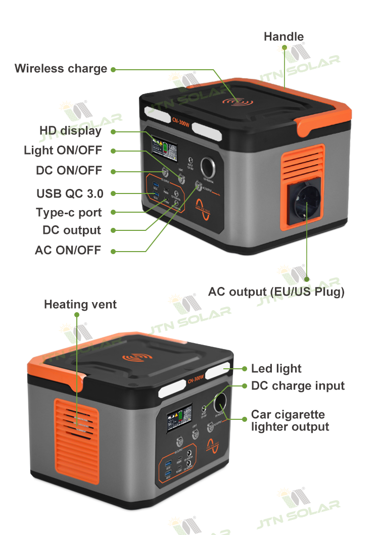 Travel Solar Powered Power Station Camping 1000 Watt LiFePO4 Battery