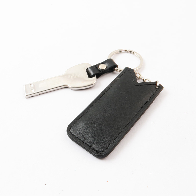 30MB/S Metal Key USB Stick 2.0 Portable 64GB 128GB With Leather Cover